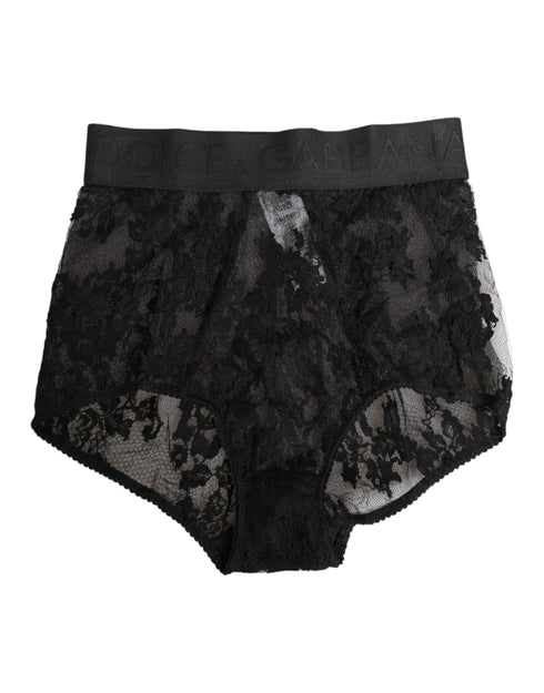 Dolce & Gabbana High Waist Briefs Black Floral Lace Underwear